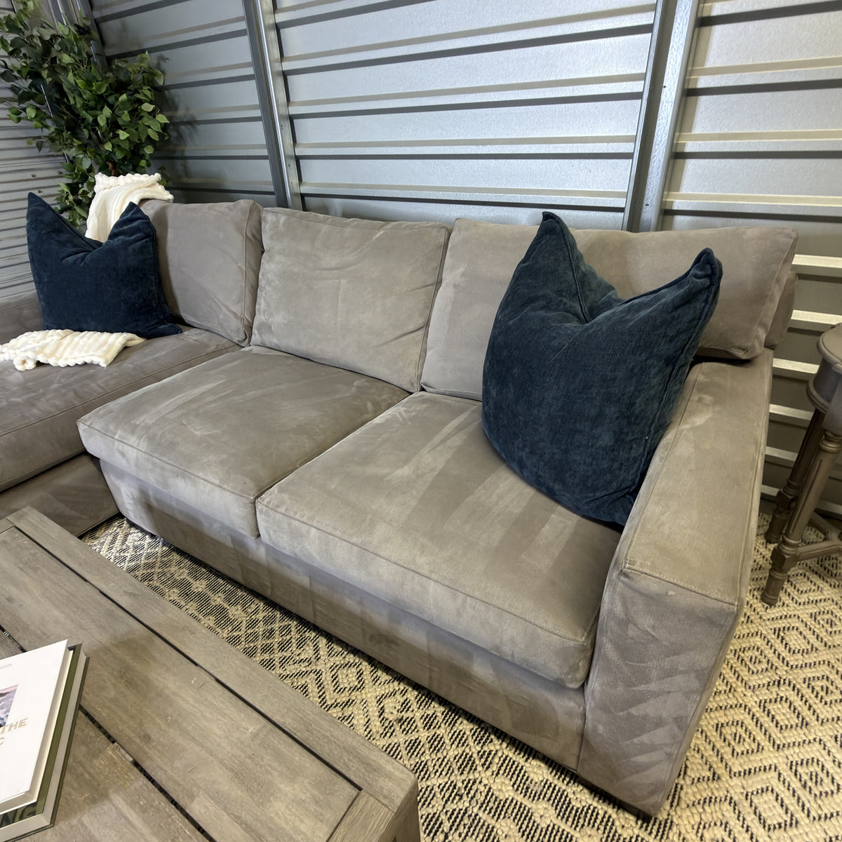 Crate & Barrel Axis Nickel chaise sectional — sofa seating