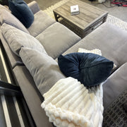Crate & Barrel Axis Nickel chaise sectional — chaise and cushions