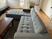 Side view of the actual Jane sectional and tufted cushions
